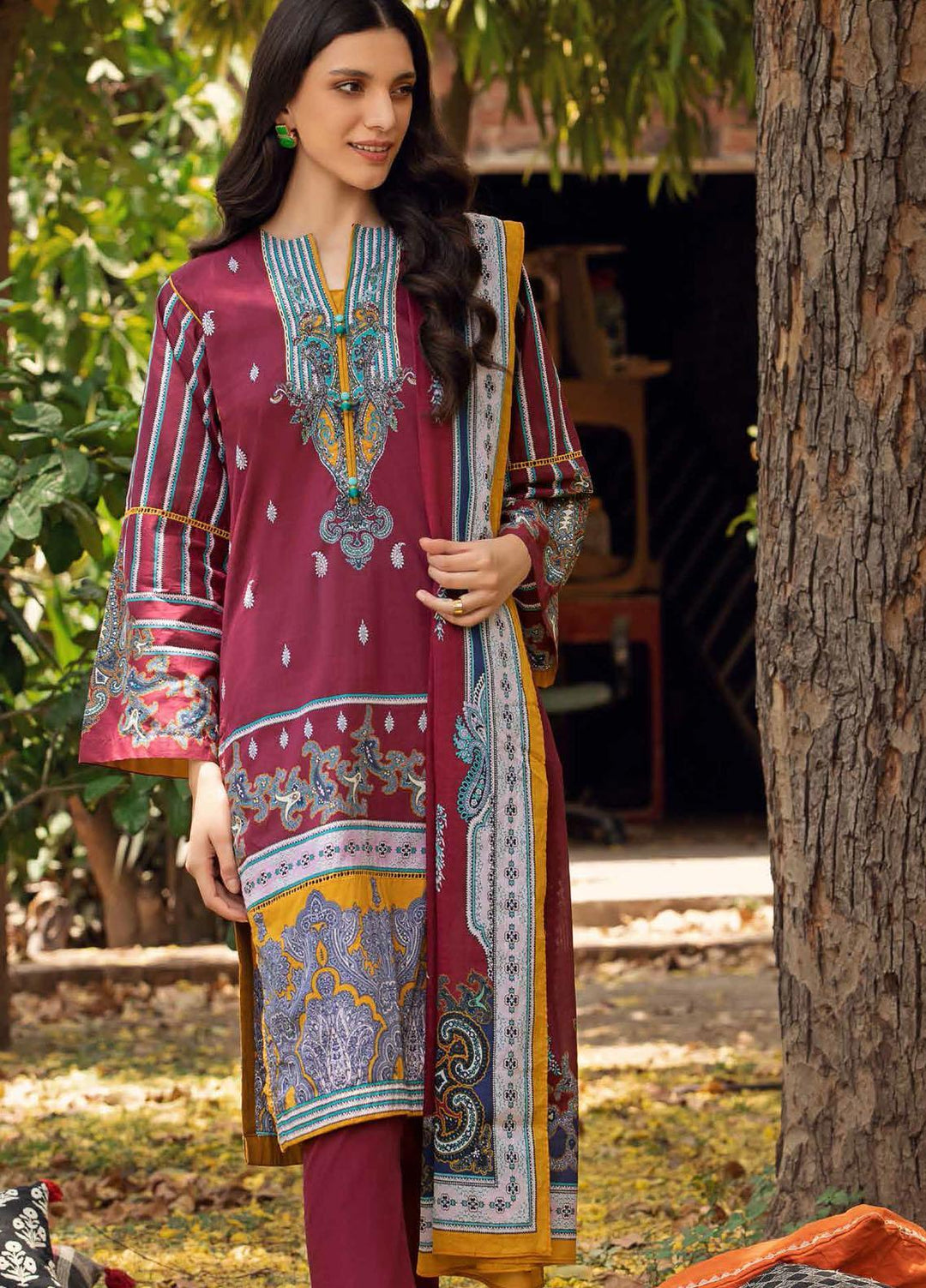 Gul Ahmed Printed Cambric Suits Unstitched 2 Piece GA21PF TCN12007A - Winter Collection
