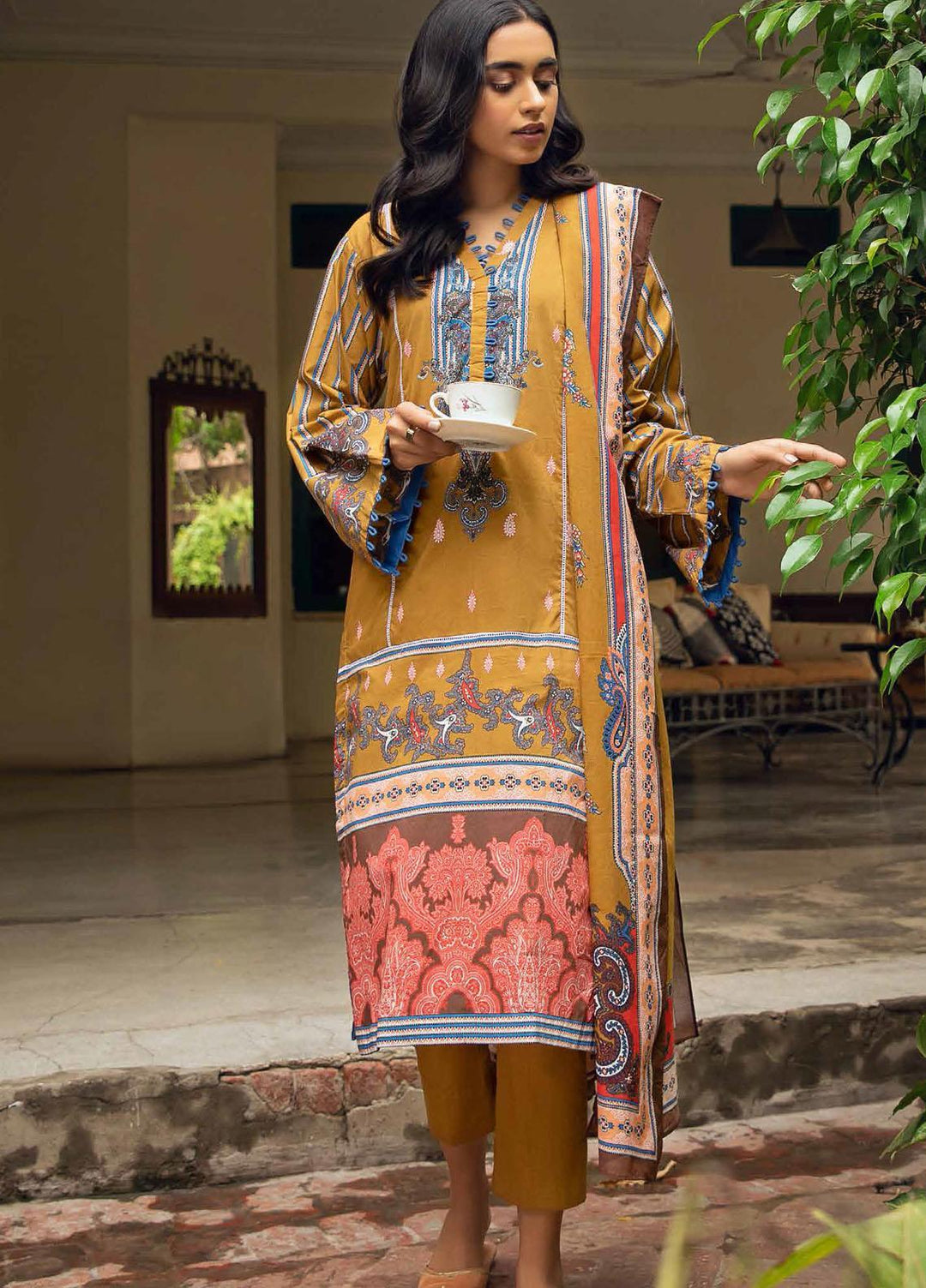 Gul Ahmed Printed Cambric Suits Unstitched 2 Piece GA21PF TCN12007B - Winter Collection