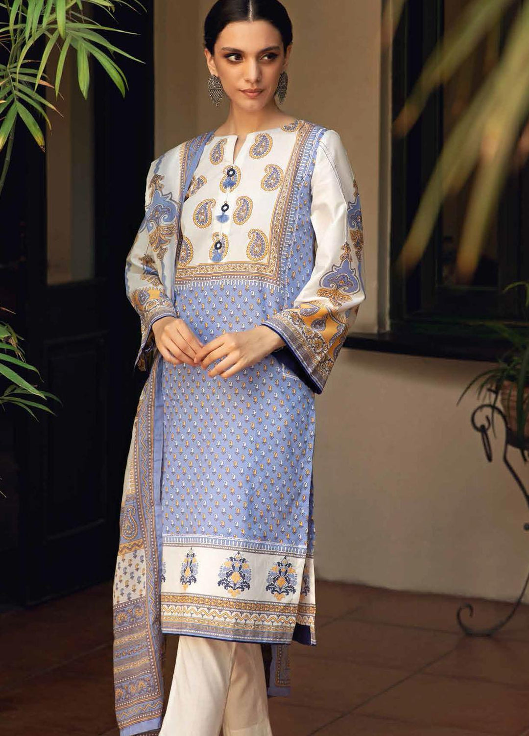 Gul Ahmed Printed Cambric Suits Unstitched 2 Piece GA21PF TCN12013B - Winter Collection