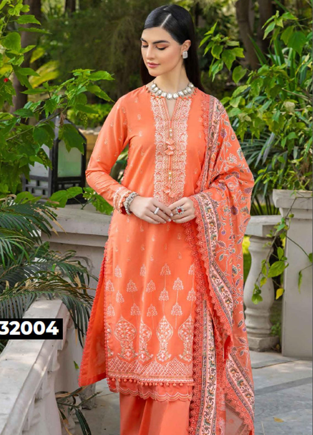 Gul Ahmed Embroidered Cambric Suits Unstitched 3 Piece GA23PF BN-32004 - Summer Collection