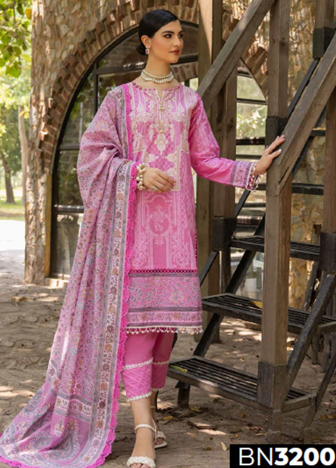 Gul Ahmed Embroidered Cambric Suits Unstitched 3 Piece GA23PF BN-32005 - Summer Collection