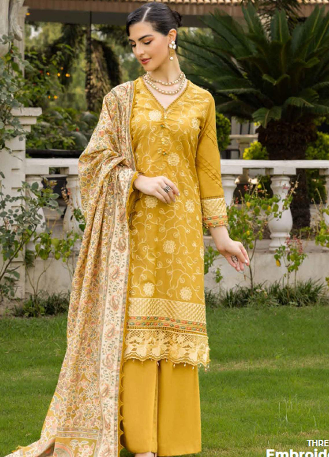 Gul Ahmed Embroidered Cambric Suits Unstitched 3 Piece GA23PF BN-32006 - Summer Collection