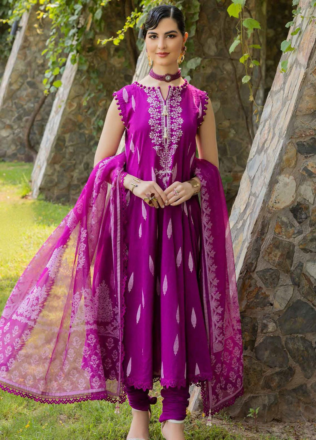Gul Ahmed Embroidered Cambric Suits Unstitched 3 Piece GA23PF BN-32007 - Summer Collection