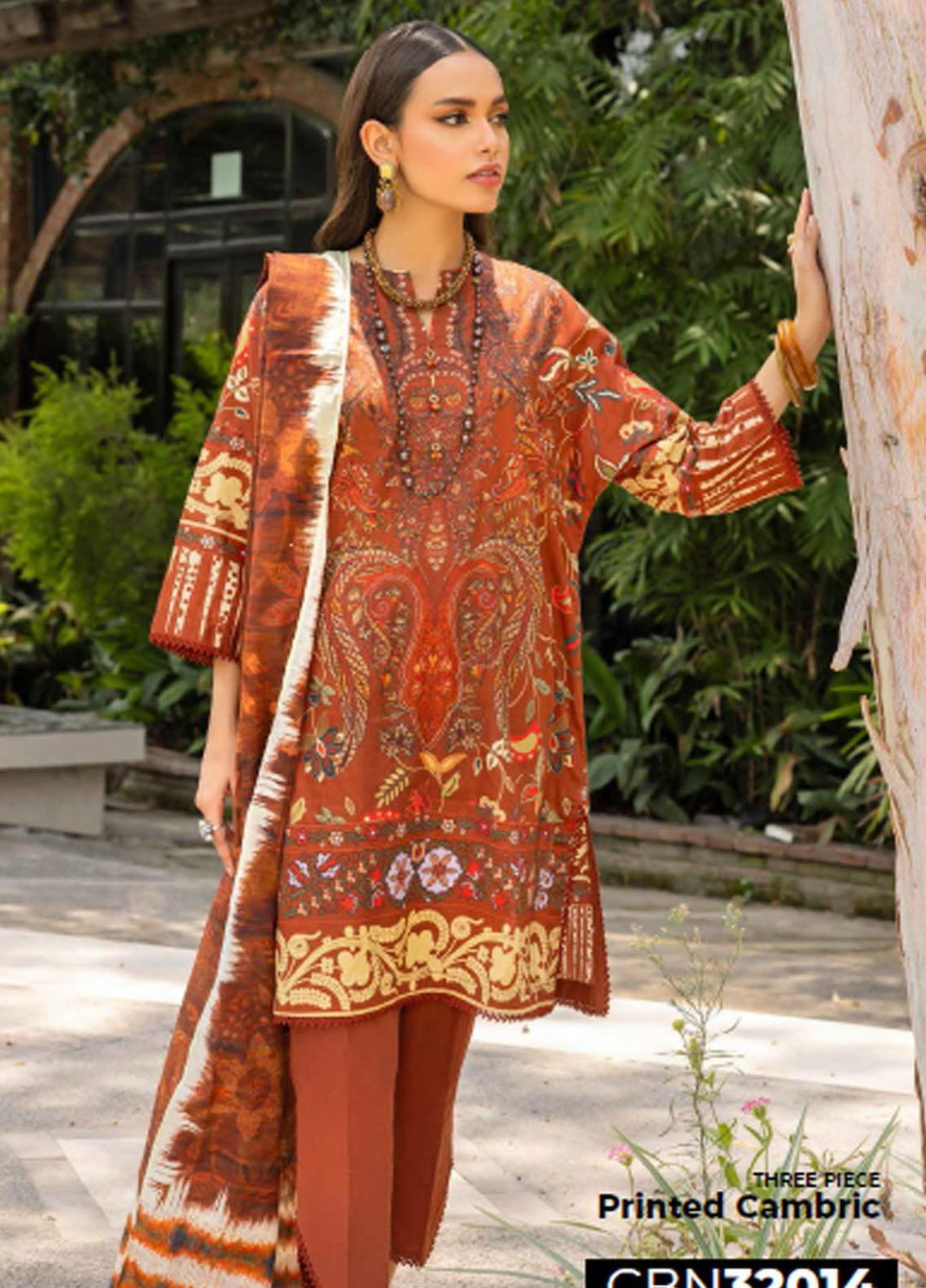 Gul Ahmed Printed Cambric Suits Unstitched 3 Piece GA23PF CBN-32014 - Summer Collection