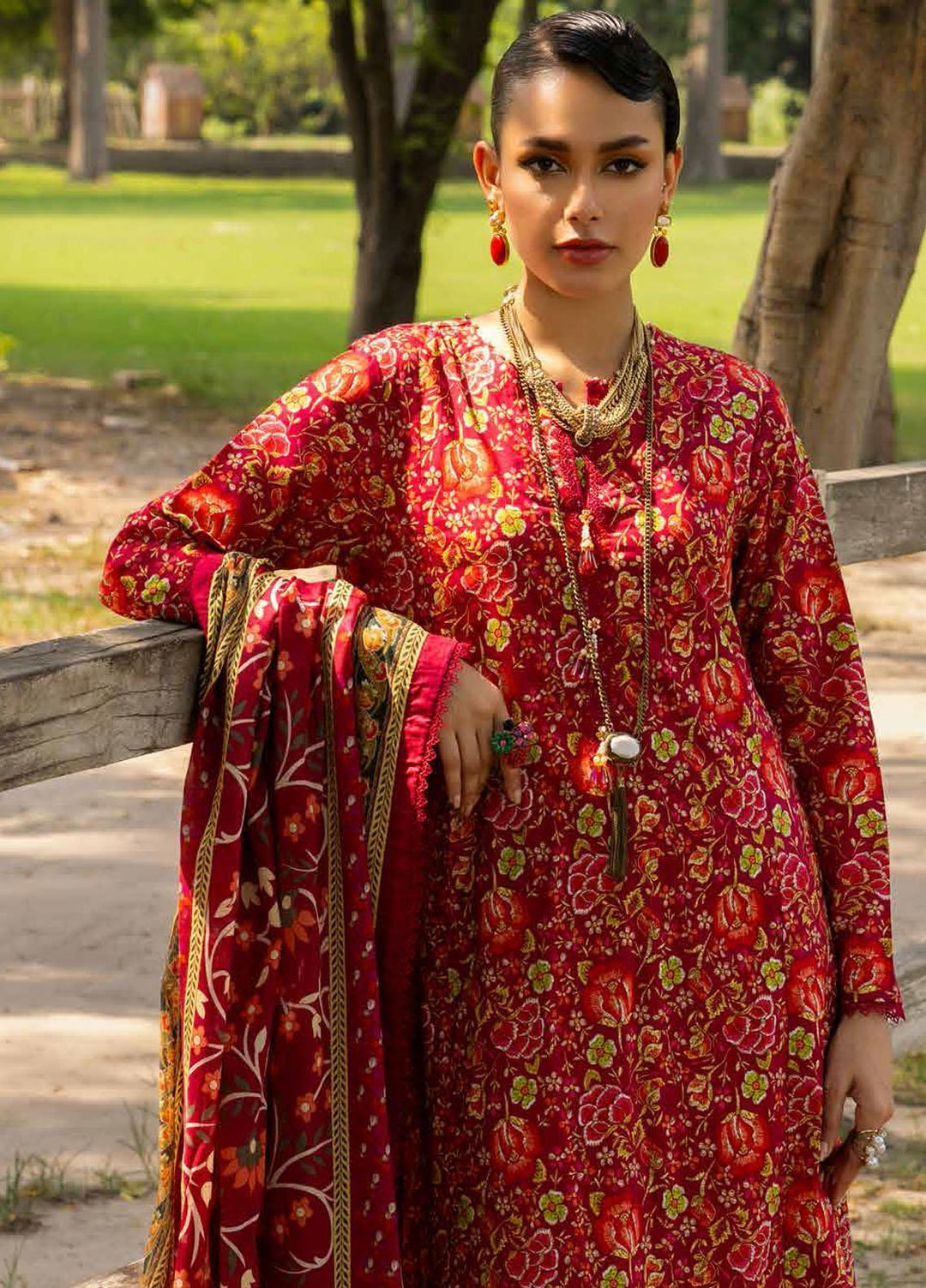 Gul Ahmed Printed Cambric Suits Unstitched 3 Piece GA23PF CBN-32017 - Summer Collection