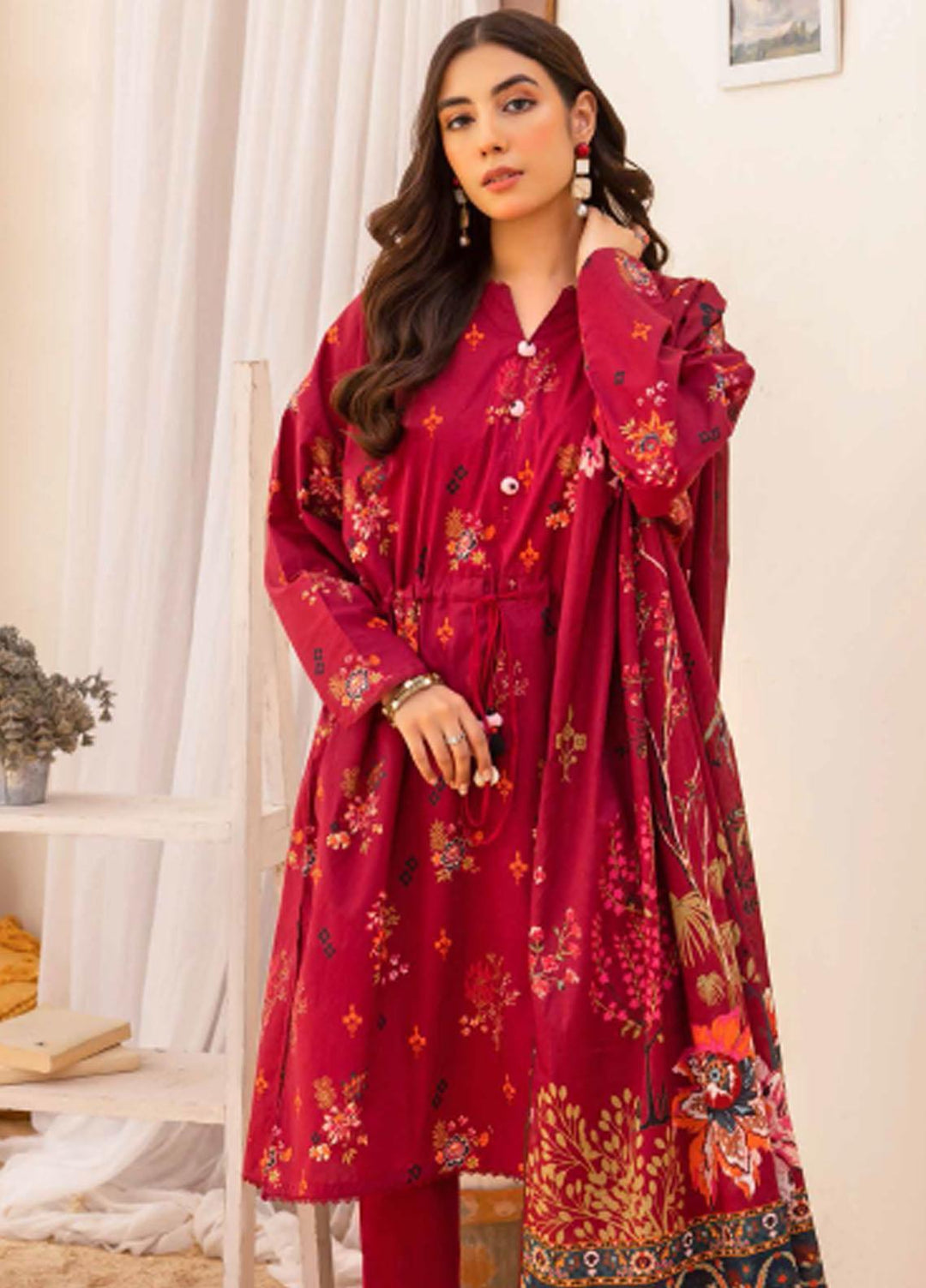 Gul Ahmed Printed Cambric Suits Unstitched 3 Piece GA23PF CBN-32020 - Summer Collection