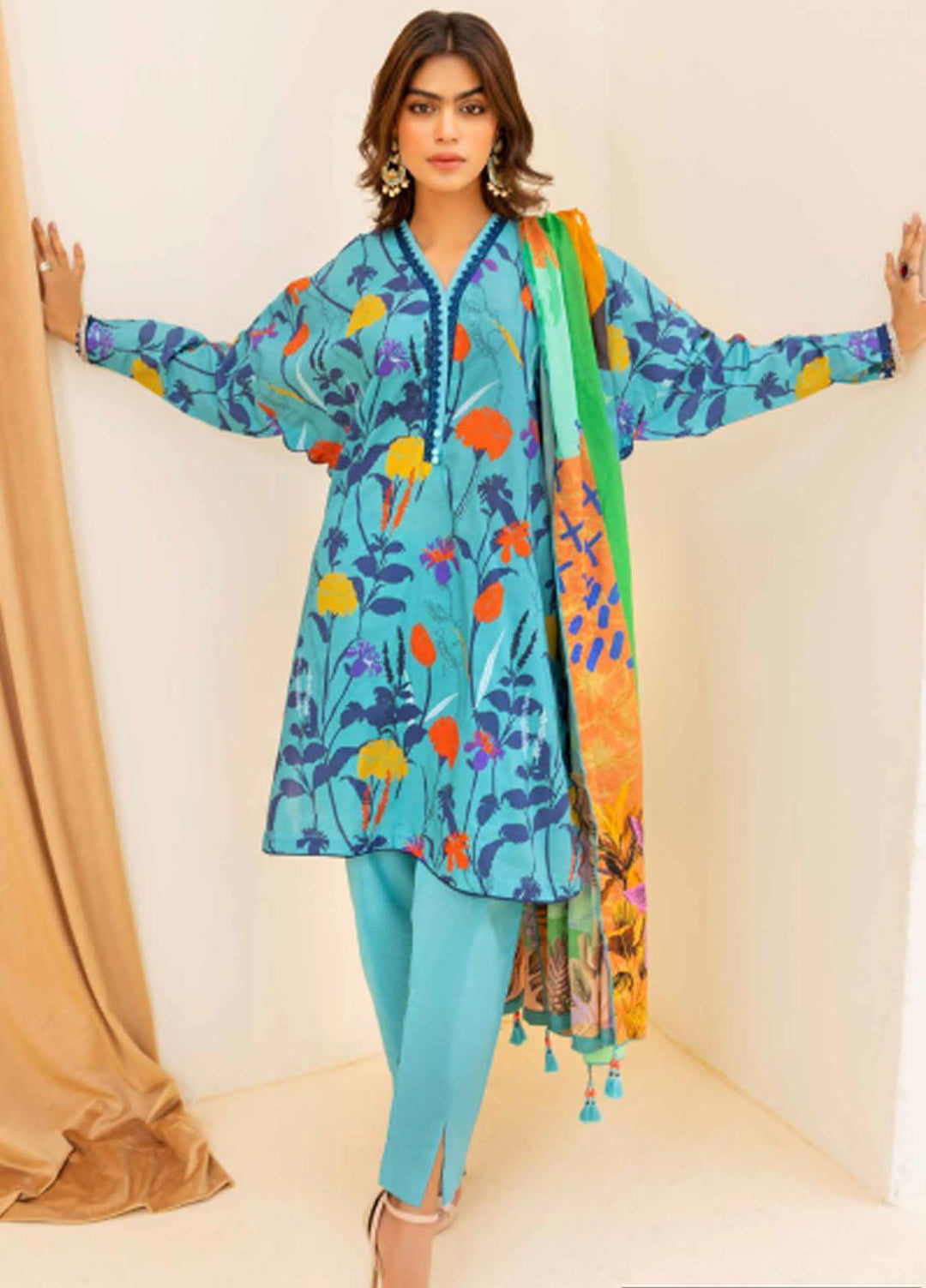 Gul Ahmed Printed Cambric Suits Unstitched 3 Piece GA23PF CBN-32021 - Summer Collection