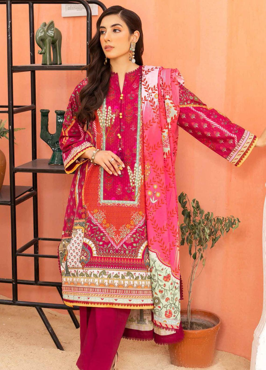 Gul Ahmed Printed Cambric Suits Unstitched 3 Piece GA23PF CBN-32024 - Summer Collection