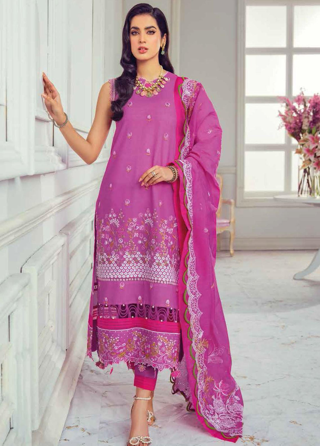 Gul Ahmed Embroidered Lawn Suits Unstitched 3 Piece GA22FS LSV-22001 - Summer Collection