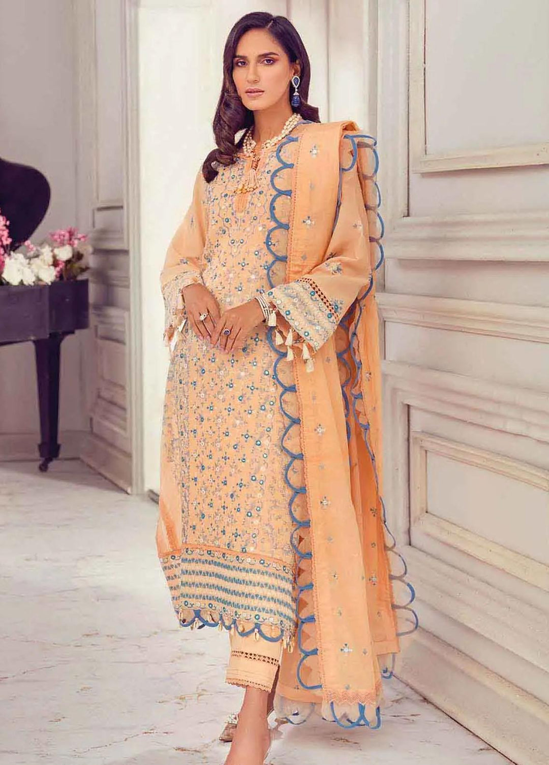 Gul Ahmed Embroidered Lawn Suits Unstitched 3 Piece GA22FS LSV-22014 - Summer Collection