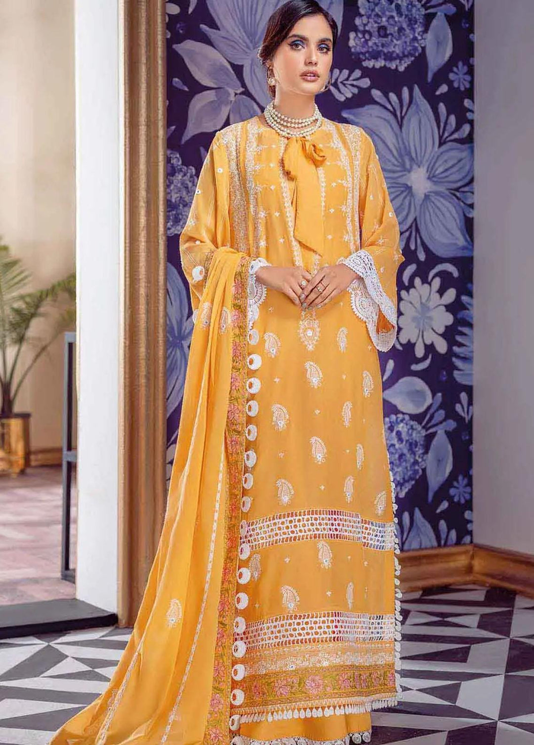 Gul Ahmed Embroidered Lawn Suits Unstitched 3 Piece GA22FS LSV-22016 - Summer Collection