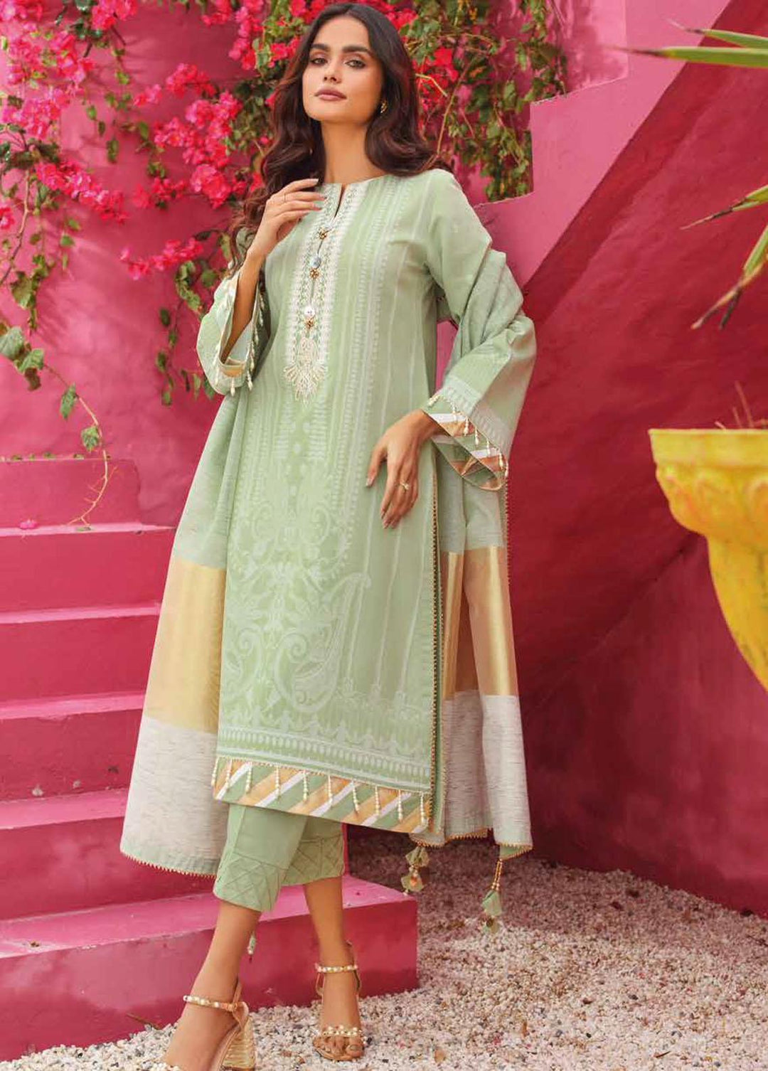 Gul Ahmed Embroidered Lawn Suits Unstitched 3 Piece GA22FS MJ-12002 - Summer Collection