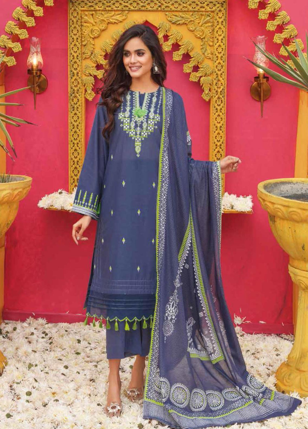 Gul Ahmed Embroidered Lawn Suits Unstitched 3 Piece GA22FS MJ-12075 - Summer Collection