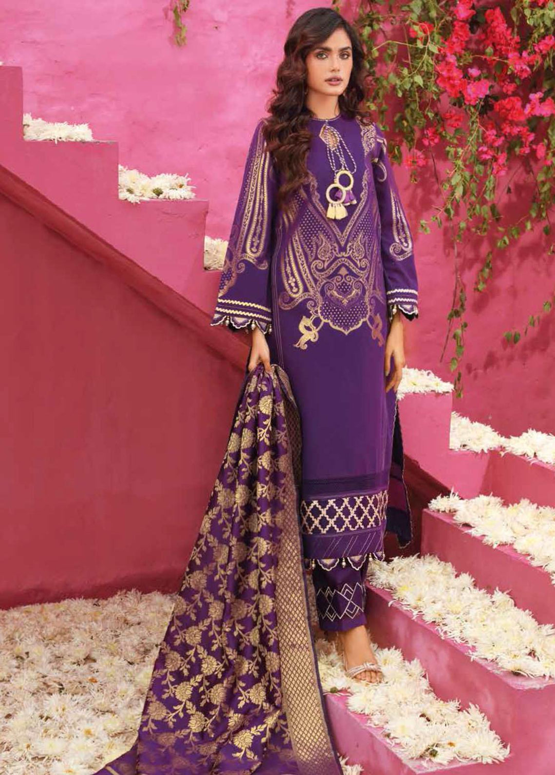 Gul Ahmed Embroidered Lawn Suits Unstitched 3 Piece GA22FS MJ-22003 - Summer Collection