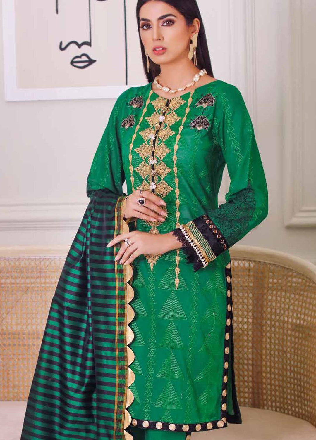 Gul Ahmed Embroidered Lawn Suits Unstitched 3 Piece GA22FS MJ-22024 - Summer Collection
