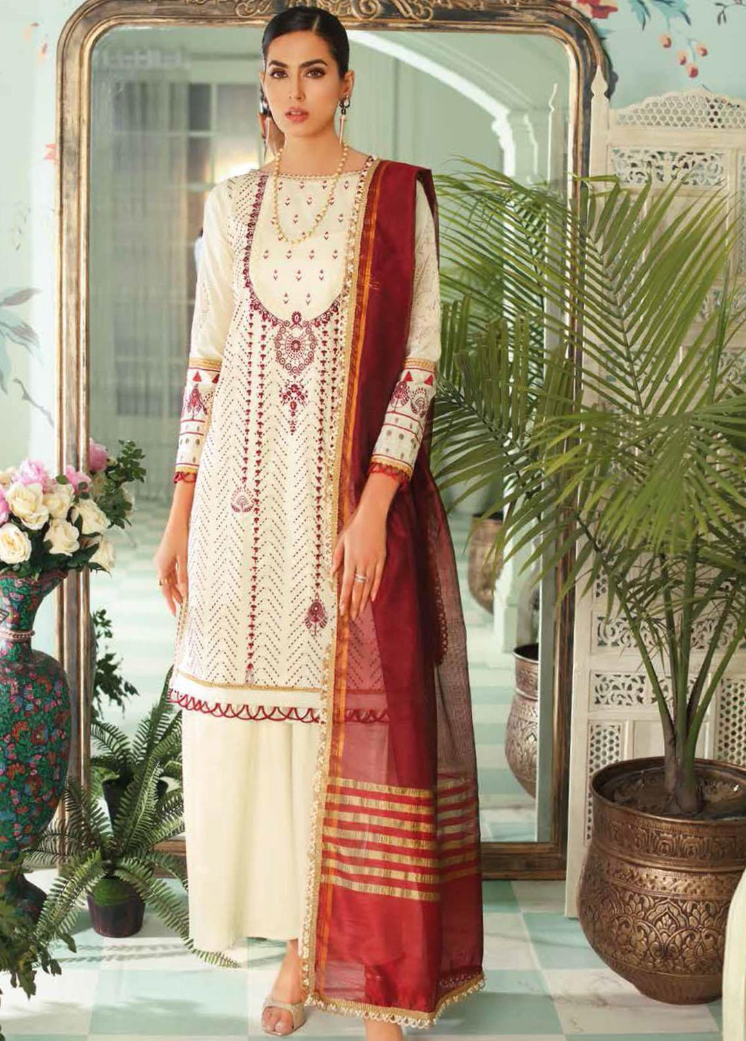 Gul Ahmed Embroidered Lawn Suits Unstitched 3 Piece GA22FS MJ-22025 - Summer Collection