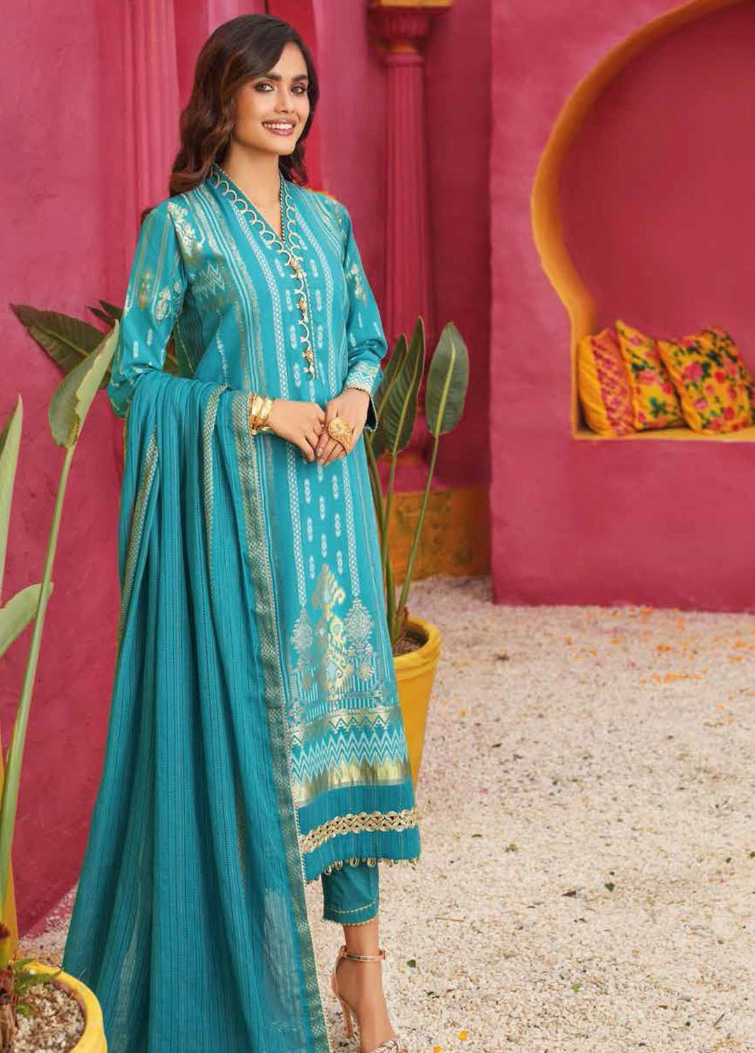 Gul Ahmed Embroidered Lawn Suits Unstitched 3 Piece GA22FS MJ-22054 - Summer Collection