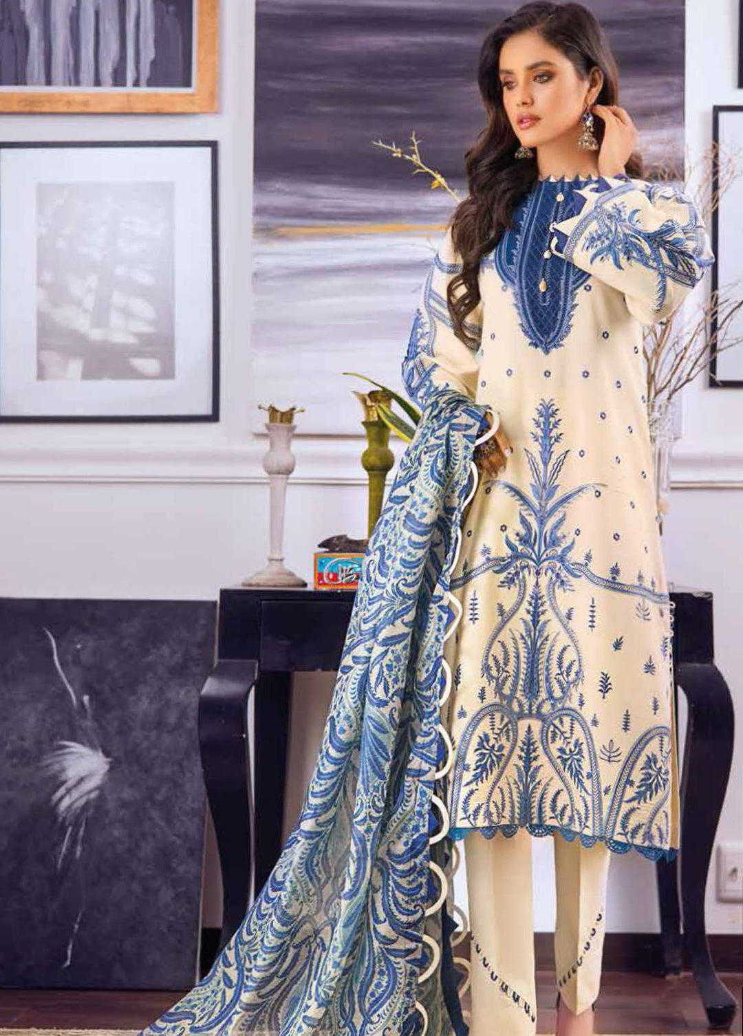 Gul Ahmed Embroidered Lawn Suits Unstitched 3 Piece GA22FS PC-22001 - Summer Collection