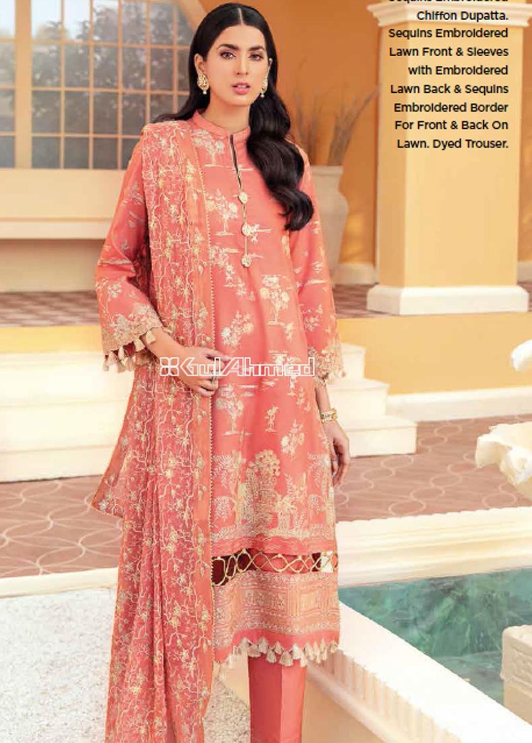 Gul Ahmed Embroidered Lawn Suits Unstitched 3 Piece GA22FS PM-421 - Summer Collection