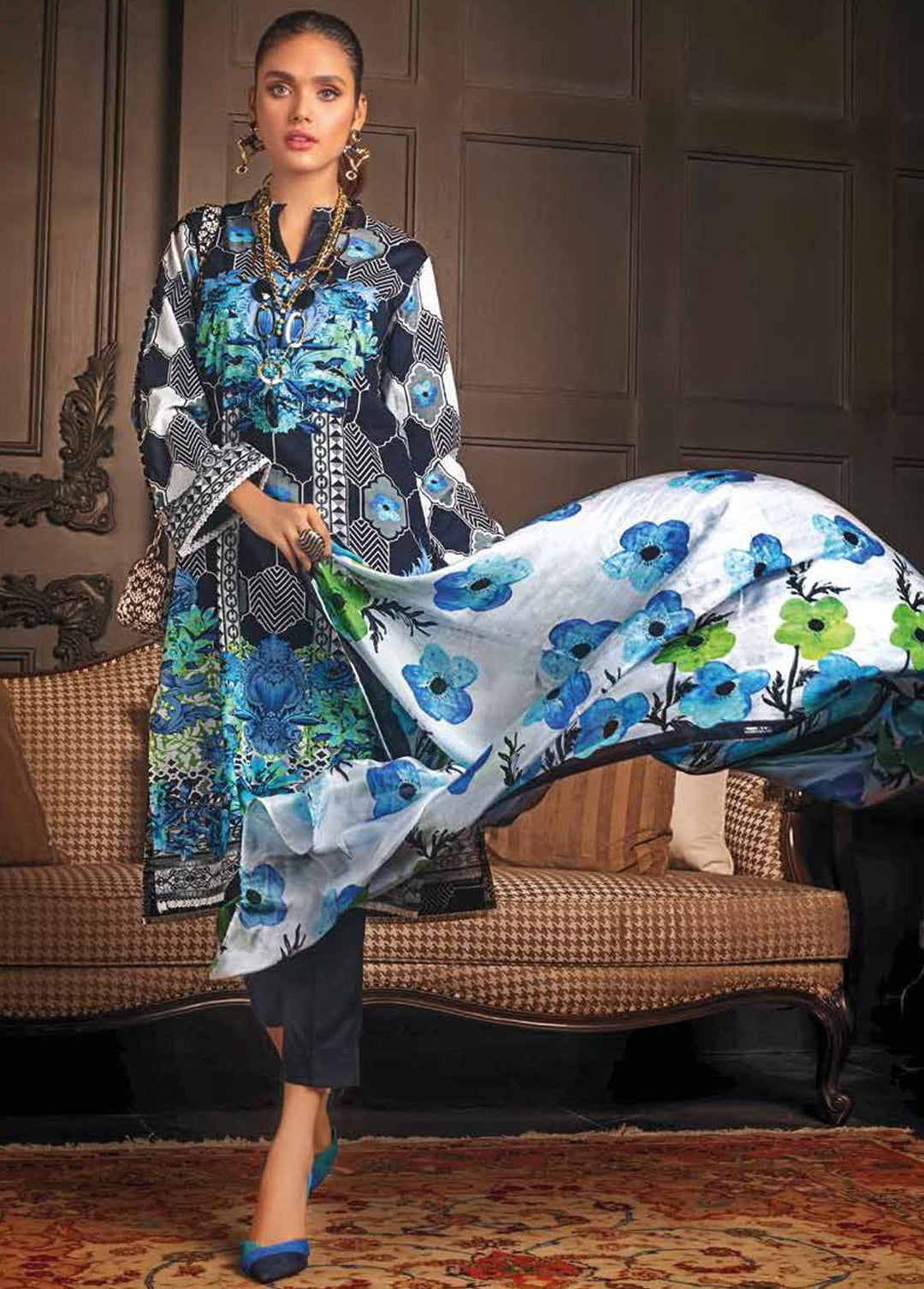 Gul Ahmed Embroidered Lawn Suits Unstitched 3 Piece GA22FS SSM-12002 - Summer Collection