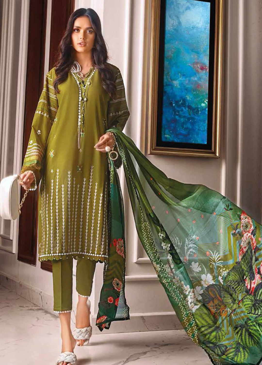 Gul Ahmed Embroidered Lawn Suits Unstitched 3 Piece GA22FS SSM-12004 - Summer Collection