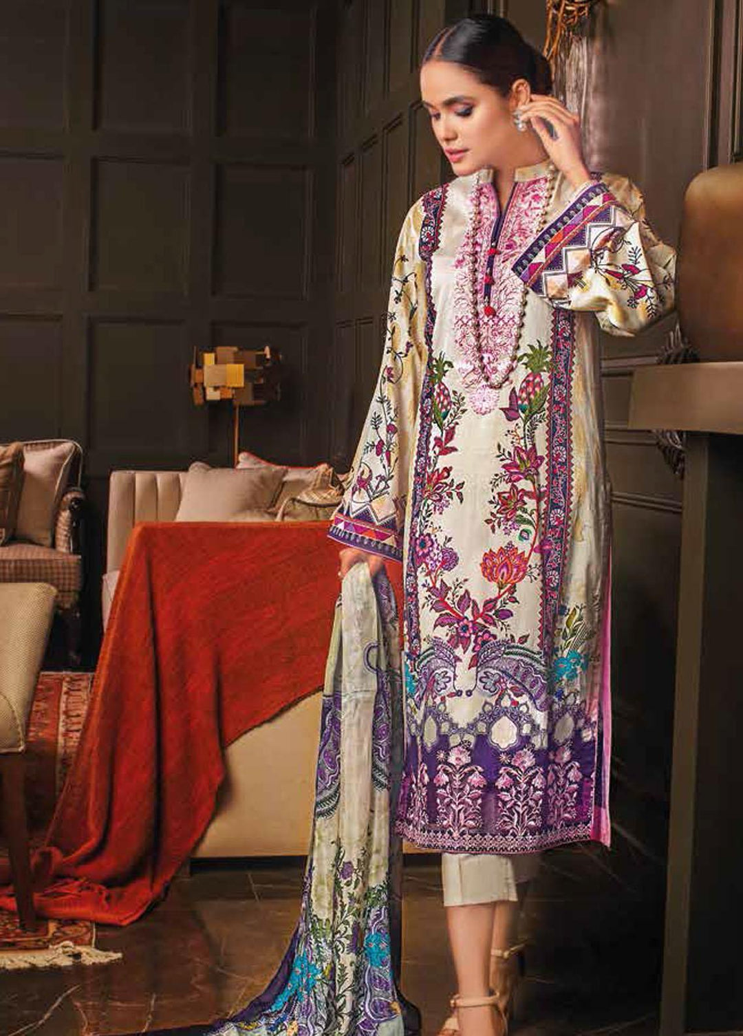 Gul Ahmed Embroidered Lawn Suits Unstitched 3 Piece GA22FS SSM-12007 - Summer Collection