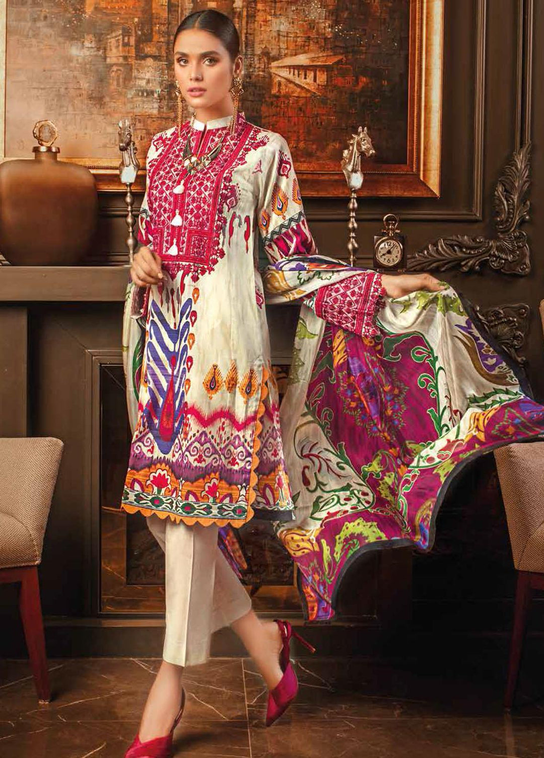 Gul Ahmed Embroidered Lawn Suits Unstitched 3 Piece GA22FS SSM-12008 - Summer Collection
