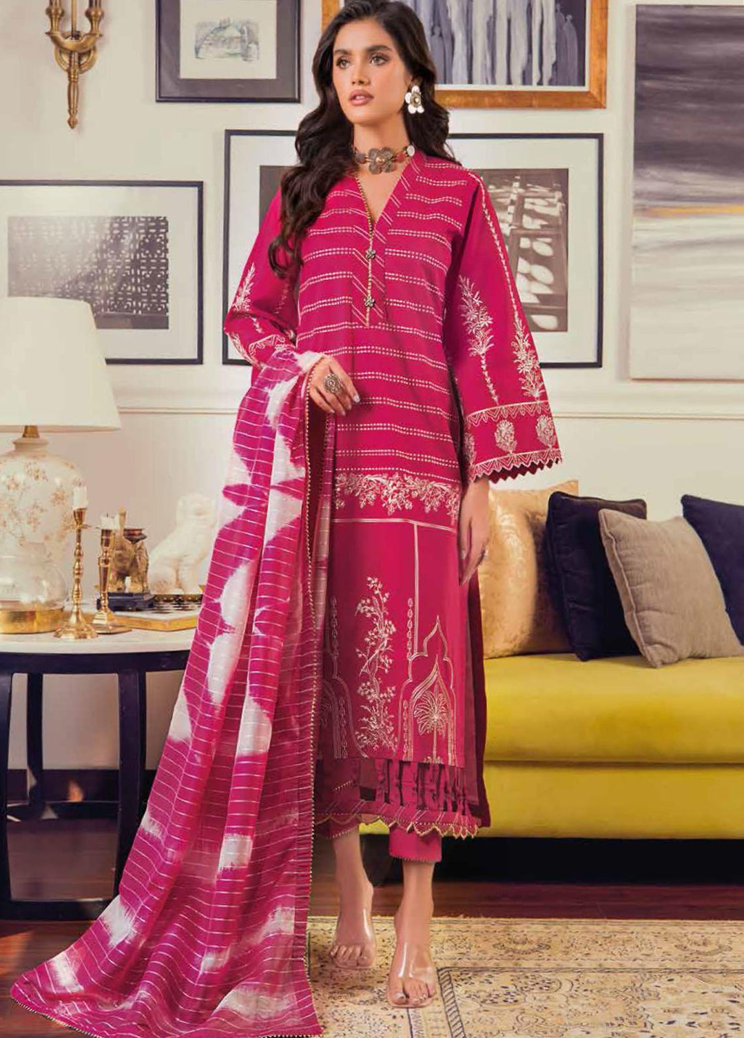 Gul Ahmed Embroidered Lawn Suits Unstitched 3 Piece GA22FS SSM-22006 - Summer Collection