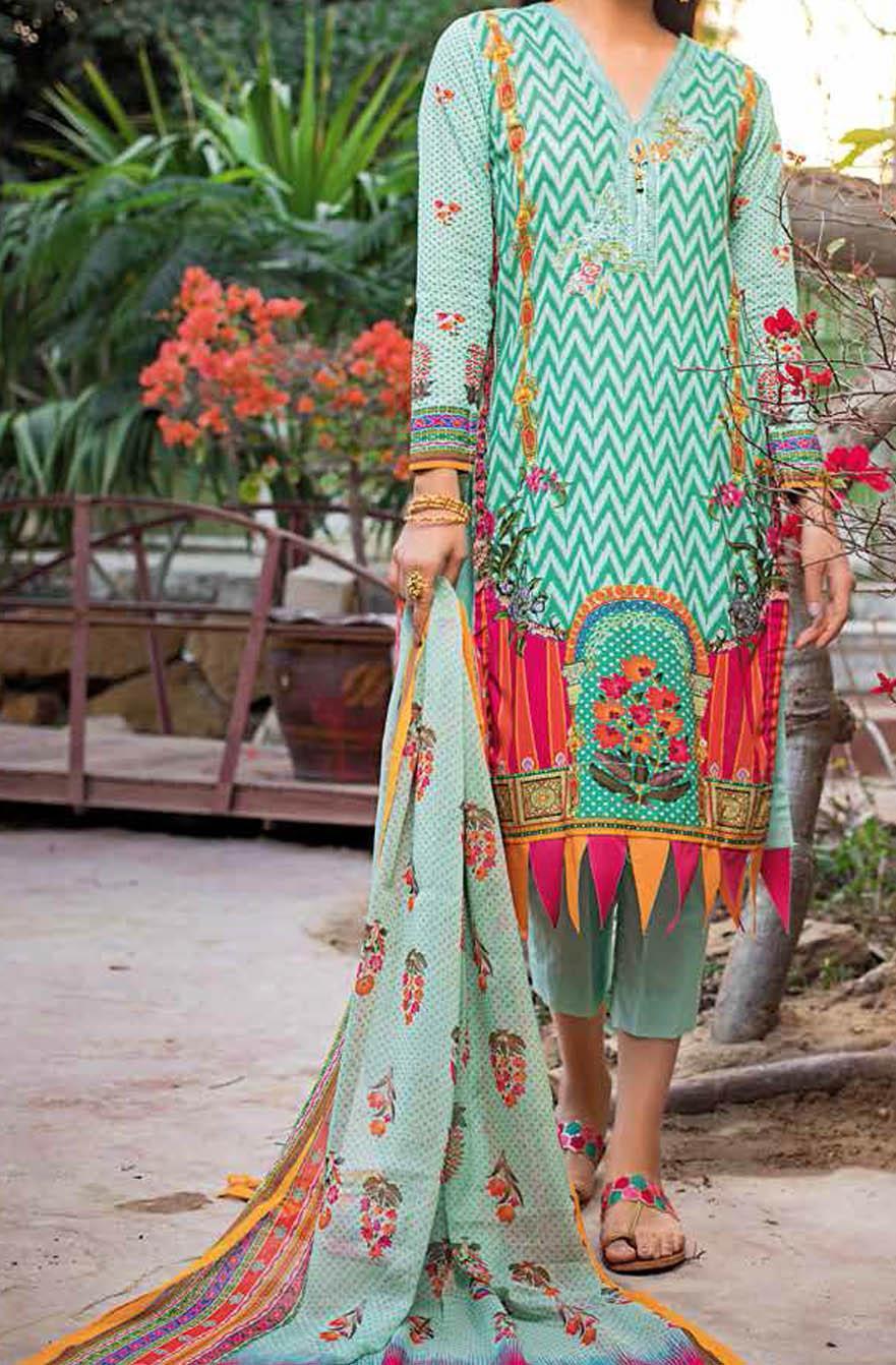 Gul Ahmed Embroidered Lawn Suits Unstitched 3 Piece GA21S BM 165 - Summer Collection