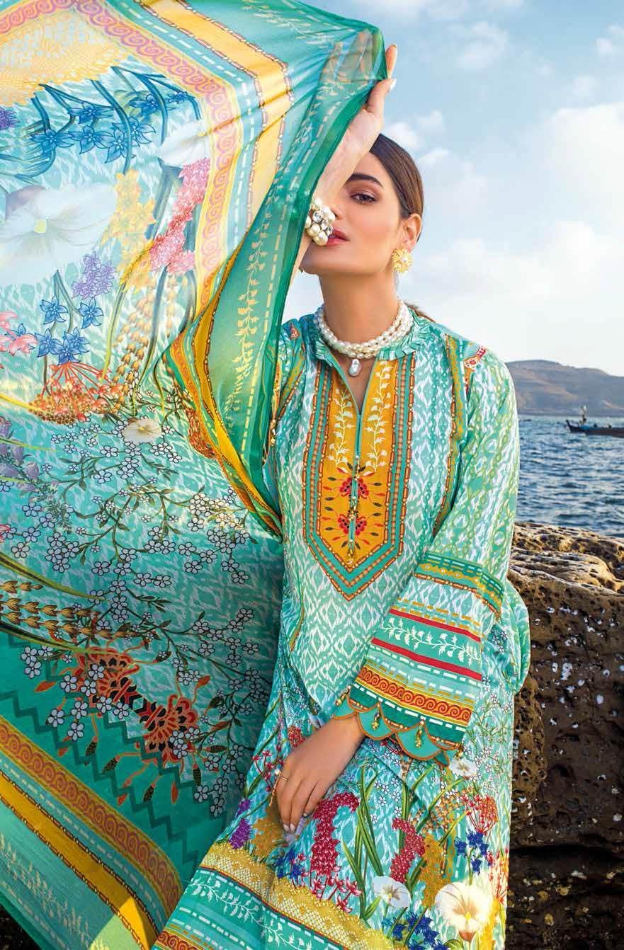 Gul Ahmed Printed Lawn Suits Unstitched 3 Piece GA21S BM 172 - Summer Collection