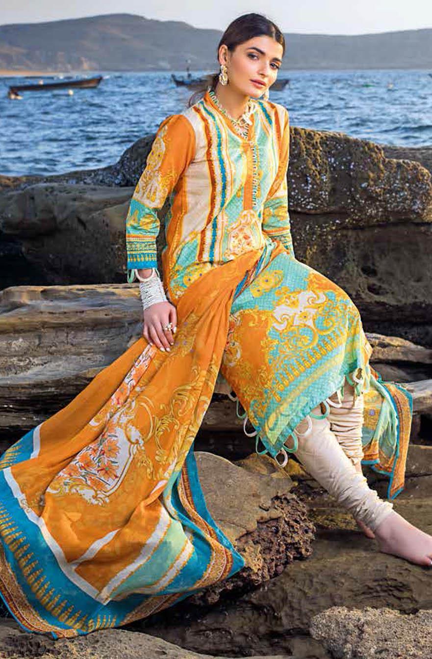 Gul Ahmed Printed Leno Suits Unstitched 3 Piece GA21S BM 188 - Summer Collection