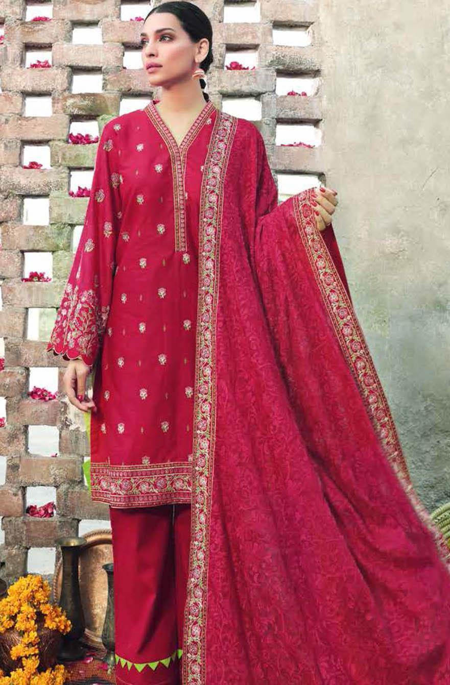 Gul Ahmed Embroidered Lawn Suits Unstitched 3 Piece GA21S FS 08 - Summer Collection