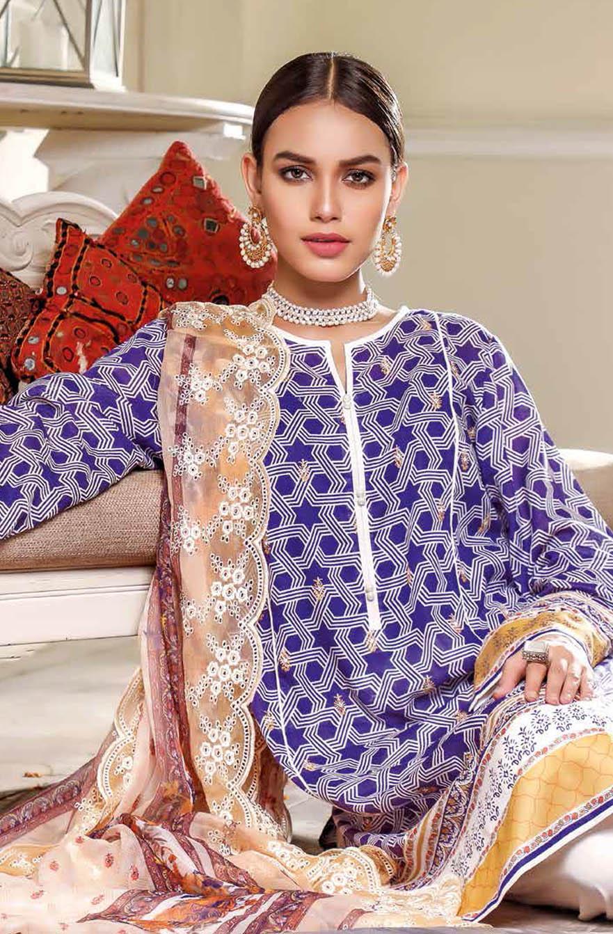 Gul Ahmed Embroidered Lawn Suits Unstitched 3 Piece GA21S FS 46 - Summer Collection