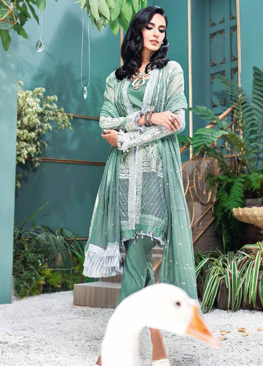Gul Ahmed Embroidered Cotton Net Suits Unstitched 3 Piece GA21S FS 49 - Summer Collection