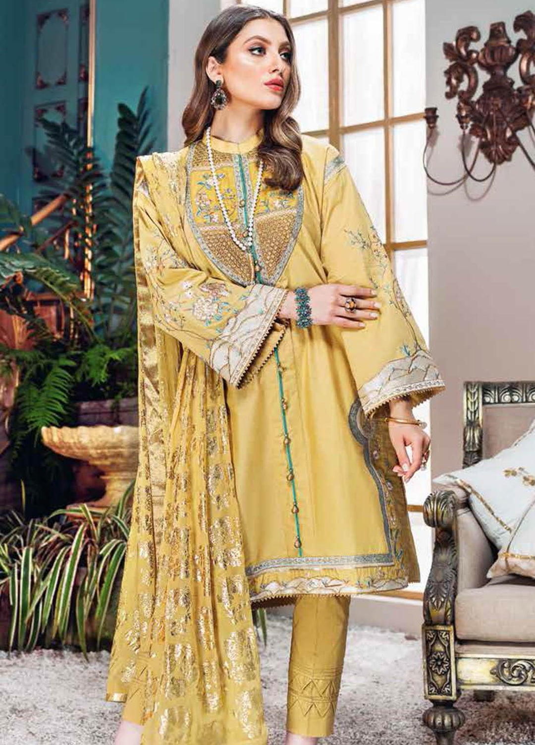 Gul Ahmed Embroidered Lawn Suits Unstitched 3 Piece GA21S FS 52 - Summer Collection