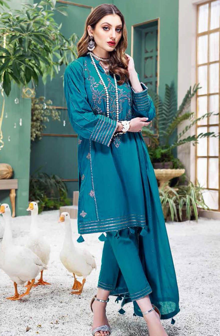 Gul Ahmed Embroidered Lawn Suits Unstitched 3 Piece GA21S FS 55 - Summer Collection