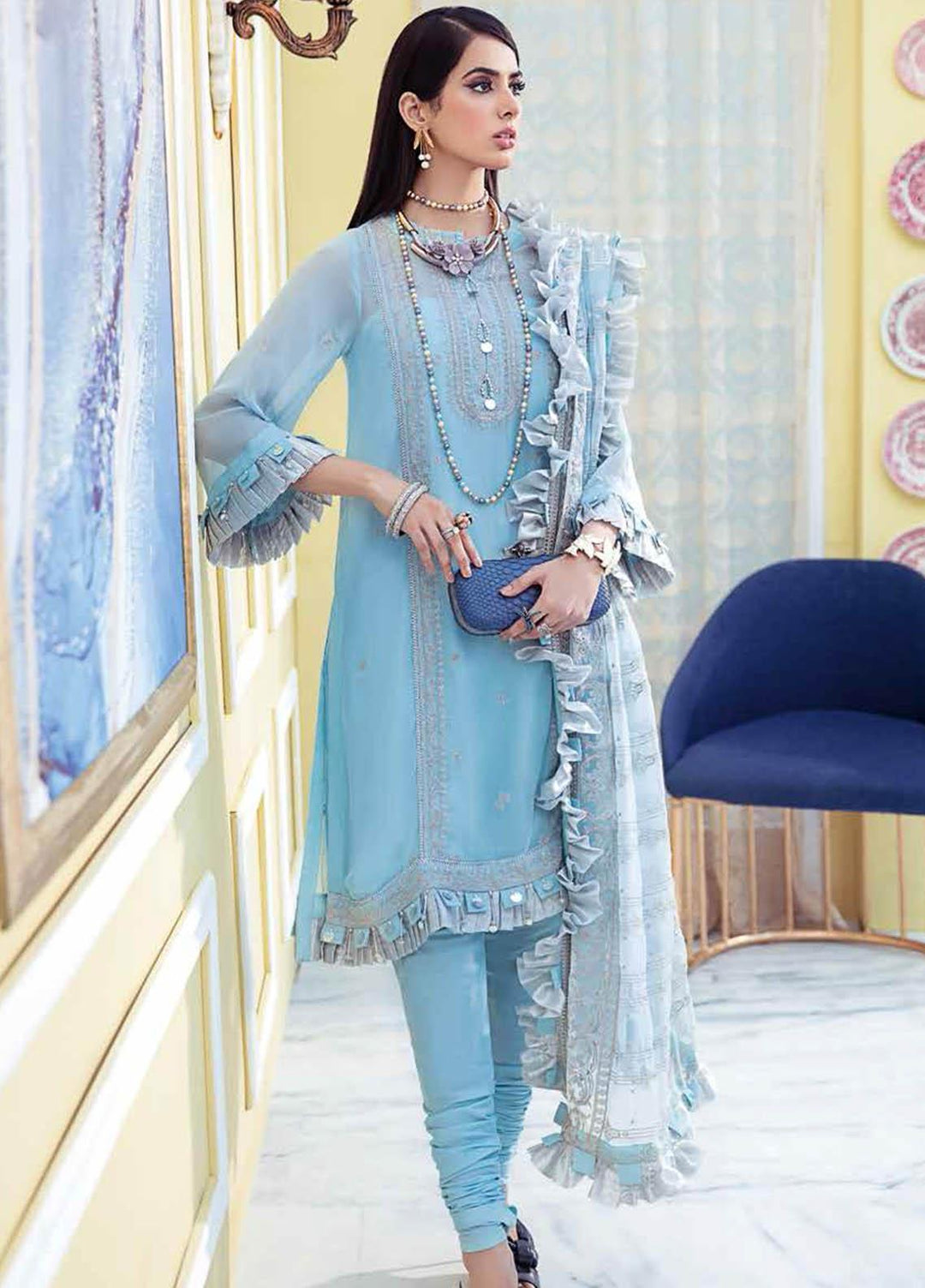 Gul Ahmed Embroidered Chiffon Suits Unstitched 3 Piece GA21S LE 28 - Summer Collection