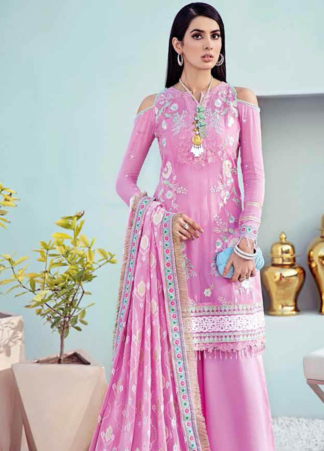Gul Ahmed Embroidered Chiffon Suits Unstitched 3 Piece GA21S LE 32 - Summer Collection