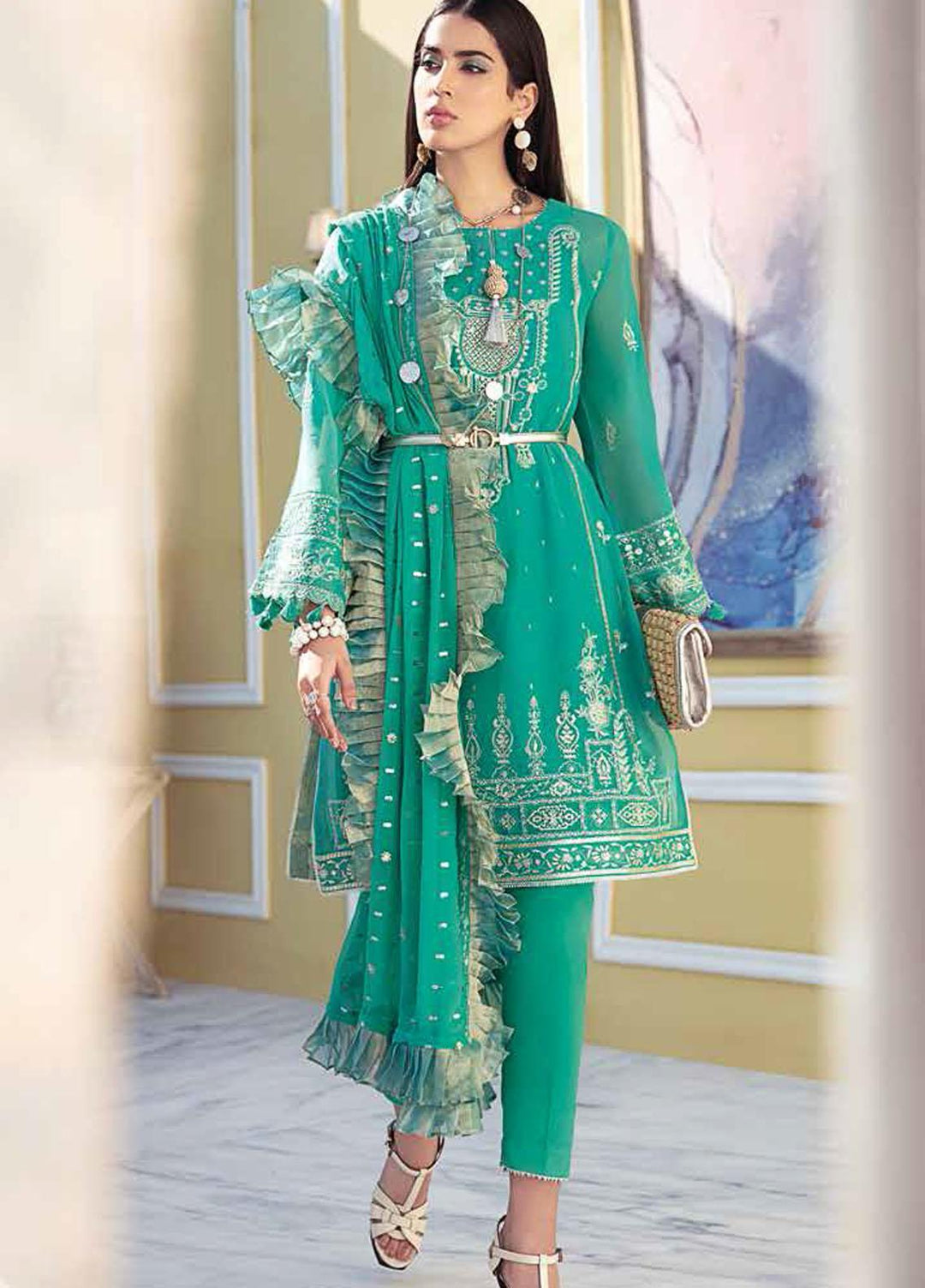 Gul Ahmed Embroidered Chiffon Suits Unstitched 3 Piece GA21S LE 34 - Summer Collection