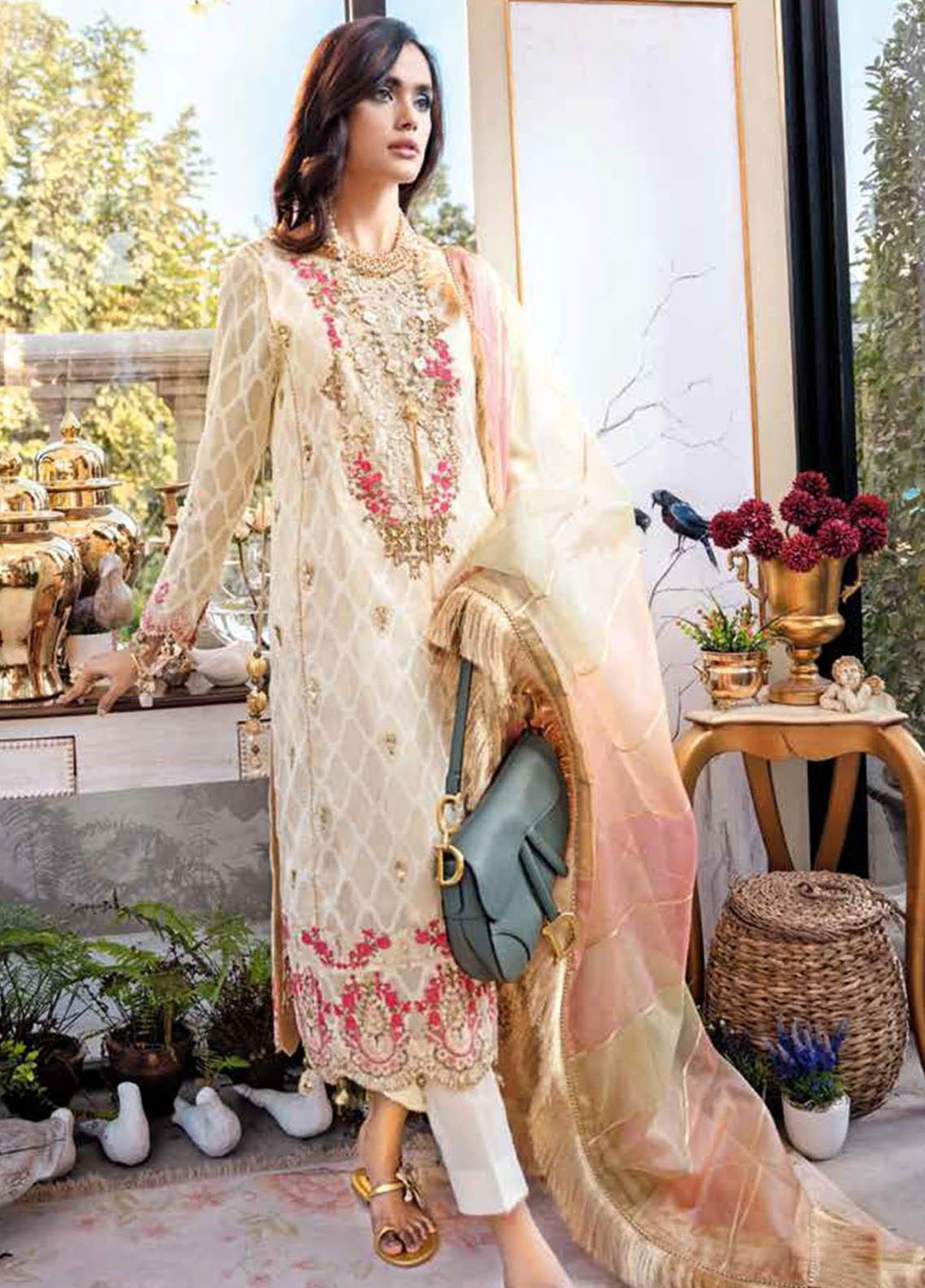 Gul Ahmed Embroidered Jacquard Suits Unstitched 3 Piece GA21S SP 11 - Summer Collection