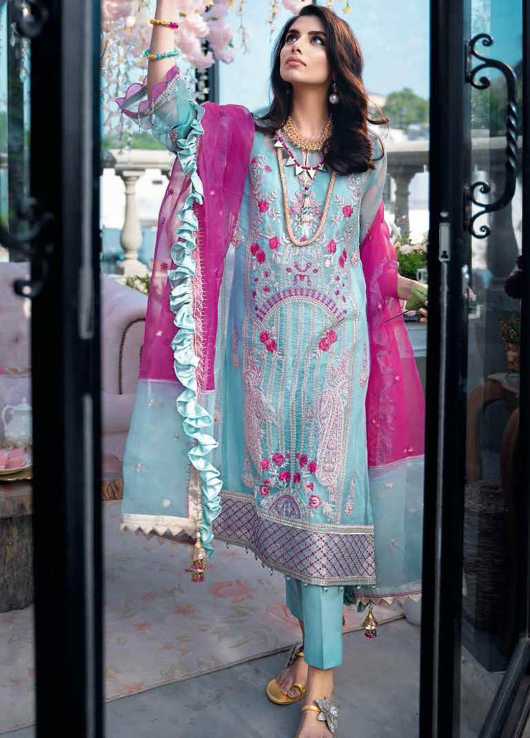 Gul Ahmed Embroidered Organza Suits Unstitched 3 Piece GA21S SP 12 - Summer Collection