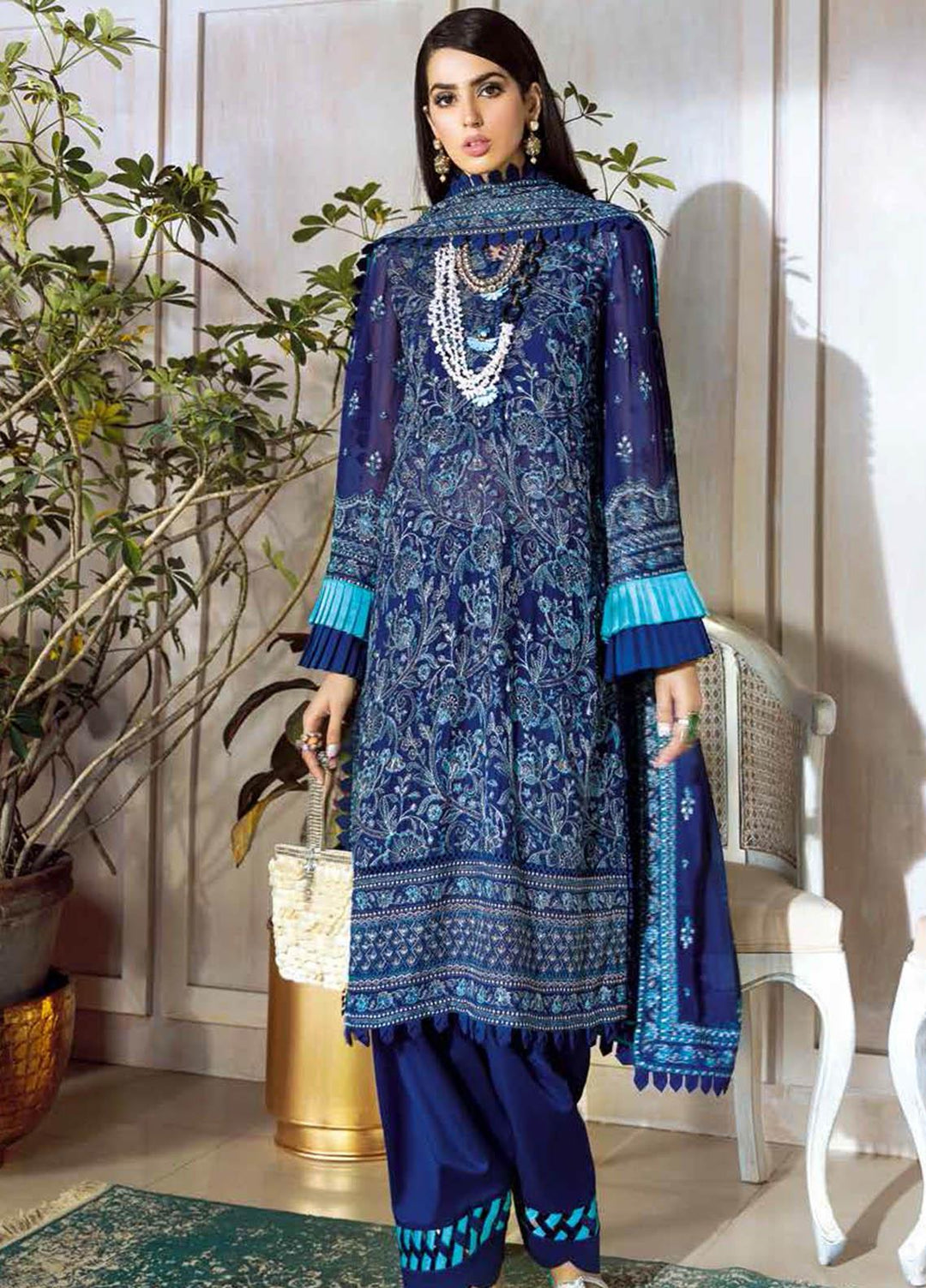 Gul Ahmed Embroidered Chiffon Suits Unstitched 3 Piece GA21S SP 13 - Summer Collection