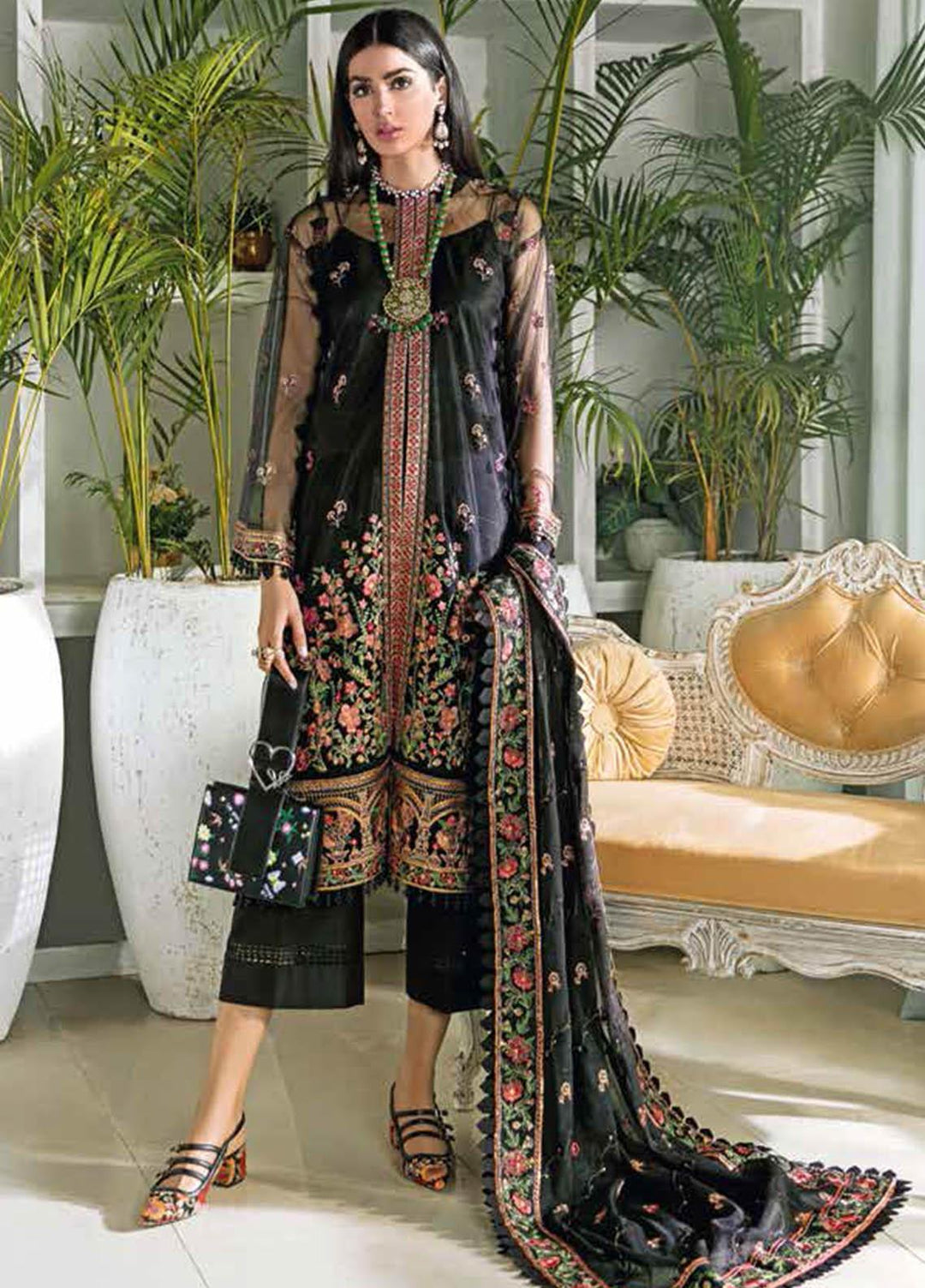 Gul Ahmed Embroidered Net Suits Unstitched 3 Piece GA21S SP 14 - Summer Collection