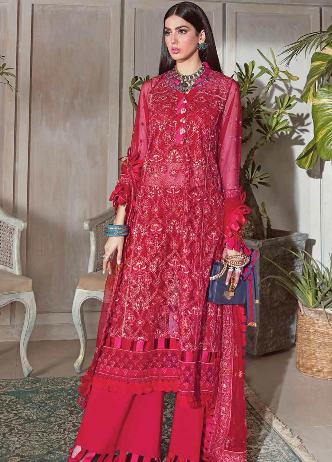 Gul Ahmed Embroidered Net Suits Unstitched 3 Piece GA21S SP 15 - Summer Collection