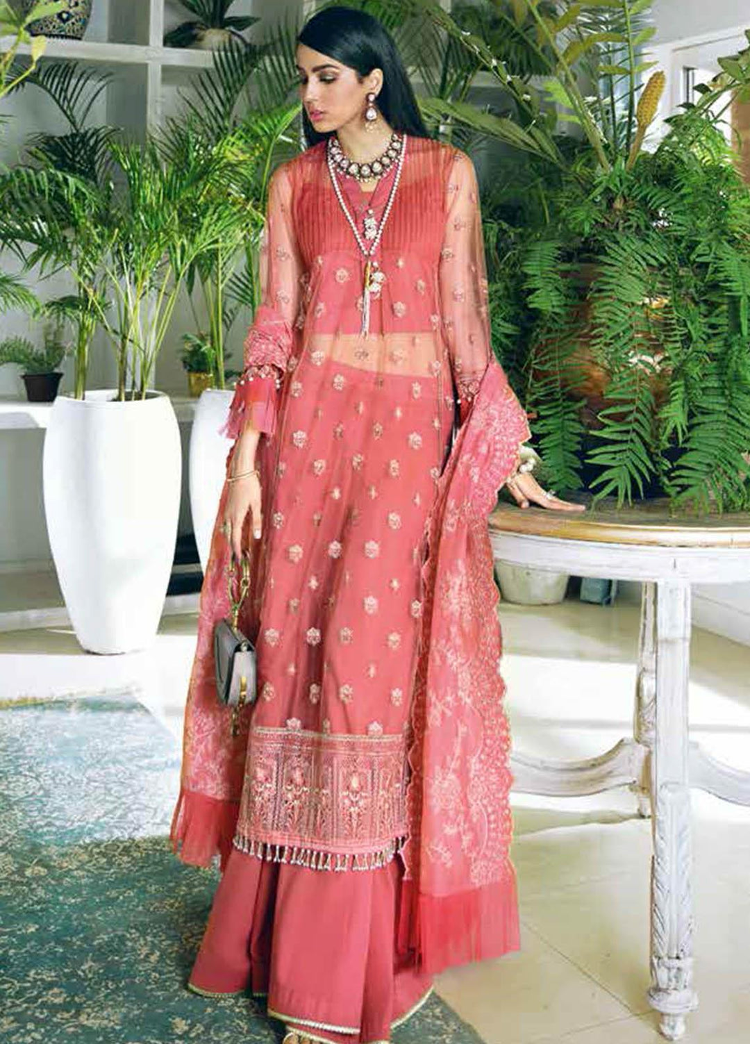 Gul Ahmed Embroidered Net Suits Unstitched 3 Piece GA21S SP 16 - Summer Collection