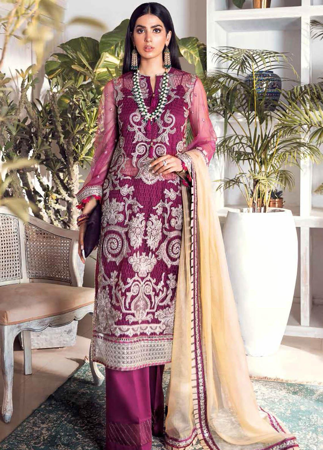 Gul Ahmed Embroidered Net Suits Unstitched 3 Piece GA21S SP 27 - Summer Collection