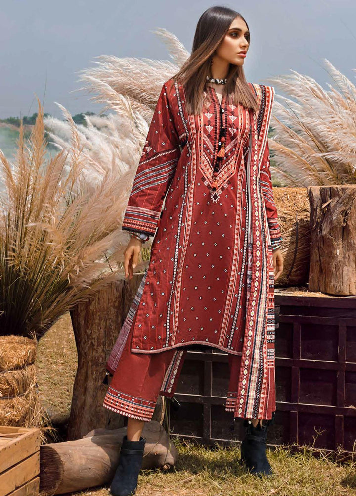Gul Ahmed Printed Khaddar Suits Unstitched 3 Piece GA21JW K-12044 - Winter Collection