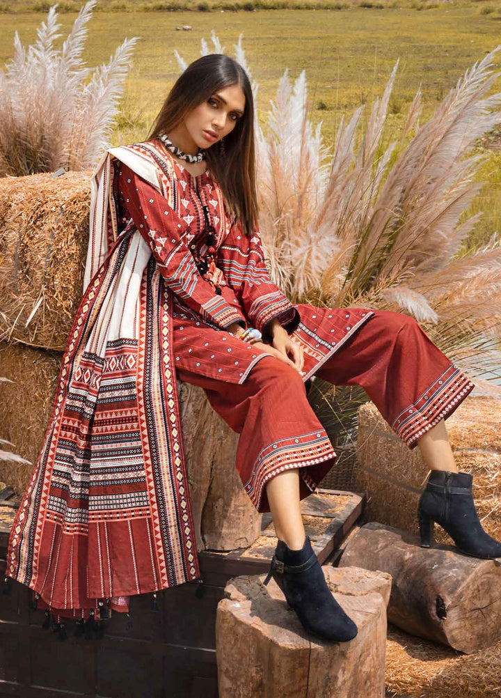 Gul Ahmed Printed Khaddar Suits Unstitched 3 Piece GA21JW K-12044 - Winter Collection