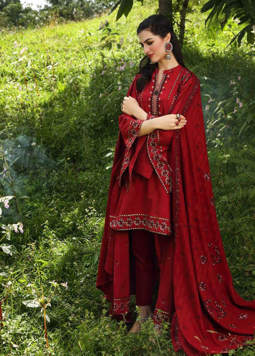 Gul Ahmed Embroidered Khaddar Suits Unstitched 3 Piece GA21JL AP-12071 - Winter Collection