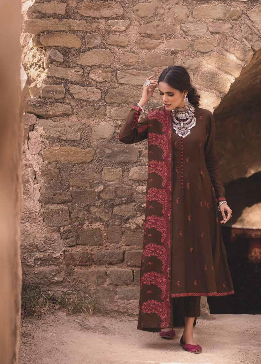 Gul Ahmed Embroidered Pashmina Suits Unstitched 3 Piece GA21JL AP-12072 - Winter Collection